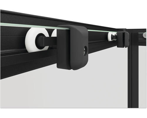 Detailansicht der Rollenführung einer Duschkabine