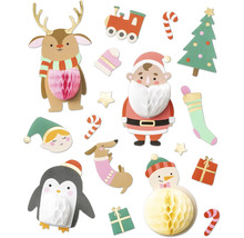 Motifs de Noël décoratifs avec cerf, Père Noël, pingouin et bonhomme de neige