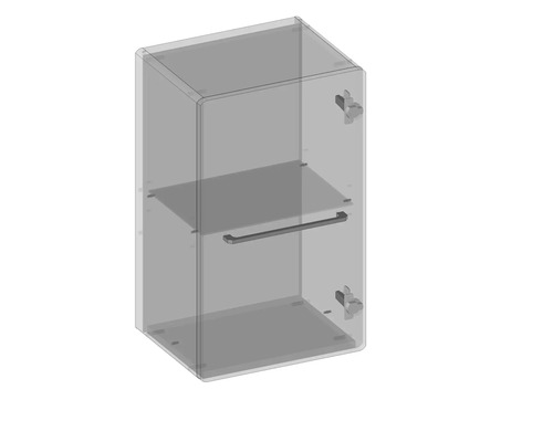 Armoire de salle de bains avec porte, étagère et poignée