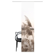 Panneau japonais avec motif de roseaux et chaise noire