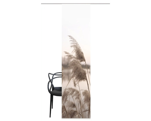 Panneau japonais avec motif de roseaux et chaise noire