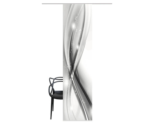 Panneau coulissant avec motif abstrait et chaise