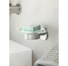 Porte-savon en verre et métal pour montage mural avec savon