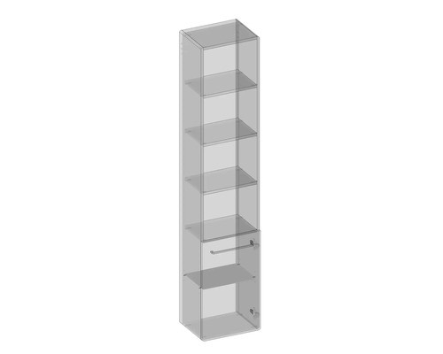 Armoire haute avec cinq étagères et une porte
