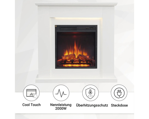 Elektrokamin mit Kühlfunktion, Nennleistung 2000W, Überhitzungsschutz und Steckdose
