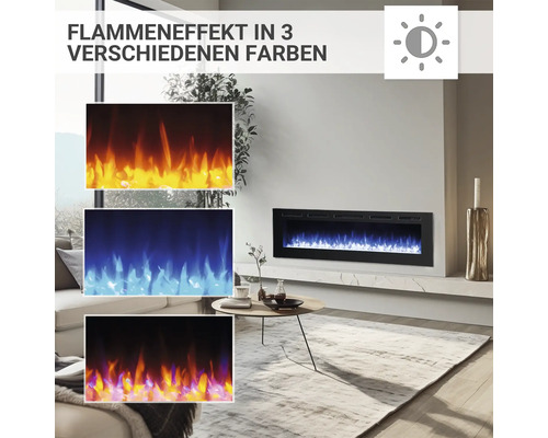 Elektrischer Kamin mit Flammeneffekt in drei Farben