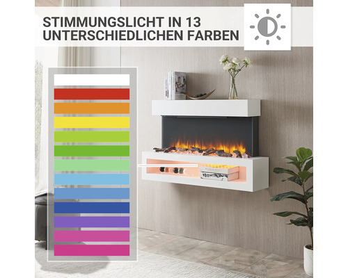 Cheminée électrique décorative avec 13 options de couleurs différentes pour un éclairage d''ambiance