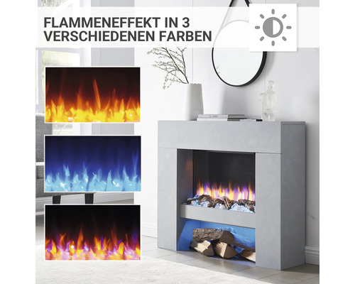 Cheminée électrique décorative avec trois effets de flamme différents