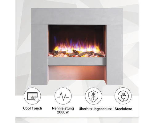 Cheminée électrique avec dissipateur thermique, puissance nominale 2000 watts, protection contre la surchauffe et prise de courant