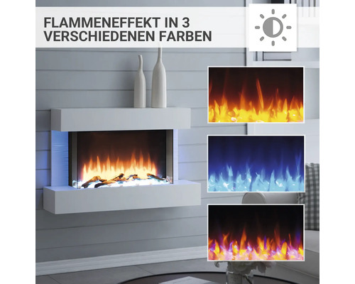 Cheminée murale électrique avec effet de flamme en trois couleurs