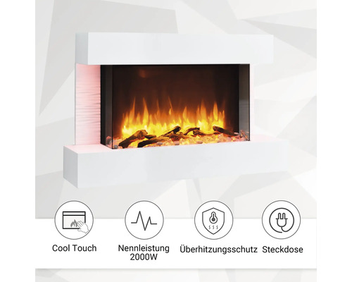 Cheminée électrique avec flammes et bûches simulées