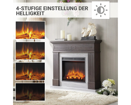 Elektrischer Kamin mit vierstufiger Helligkeitseinstellung