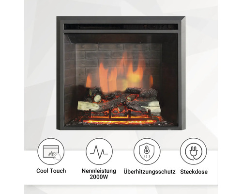 Elektrischer Kamin mit Kühleffekt, Nennleistung 2000W, Überhitzungsschutz und Steckdose