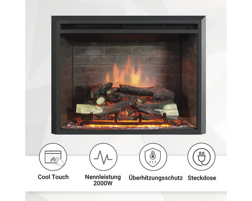 Elektrischer Kamin mit Flammeneffekt und Holzscheit-Dekoration