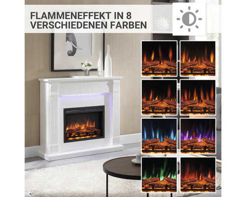 Dekokamin mit Flammeneffekt und acht verschiedenen Farben