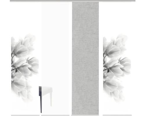 Panneau coulissant avec motif de fleurs de magnolia et texture