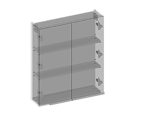 Armoire de salle de bains avec deux portes et étagères