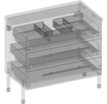 Waschtischunterschrank mit 3 Schubladen Devo Sonet BxHxT 84x75x49 cm classico stone grey/Eiche/grey