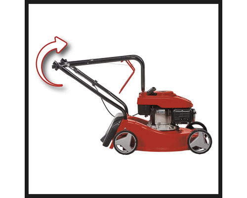 Roter Rasenmäher mit verstellbarem Griff