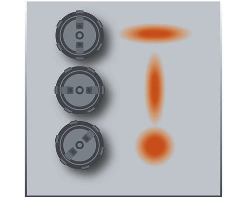 Drei Farbsprühpistolenaufsätze und Farbsprühbilder