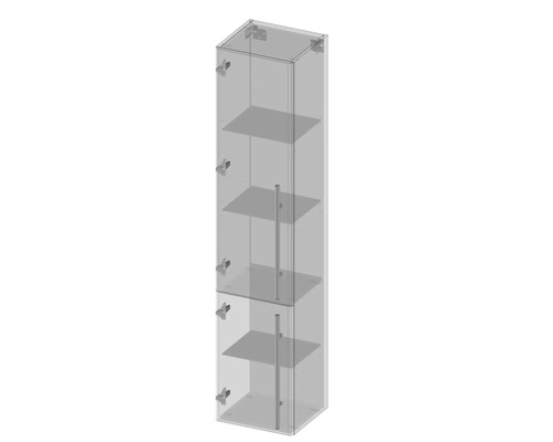 Armoire de salle de bain avec portes en verre et étagères