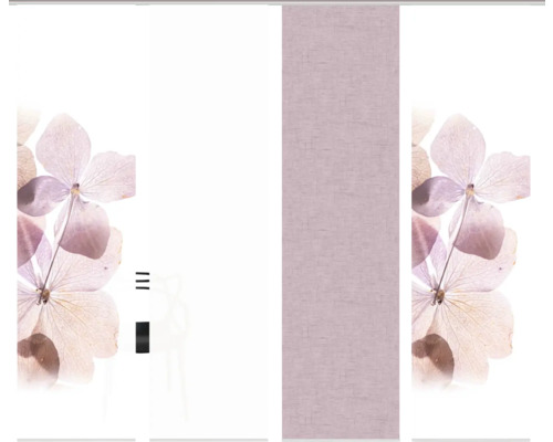 Panneau coulissant avec motif floral et insert en lin