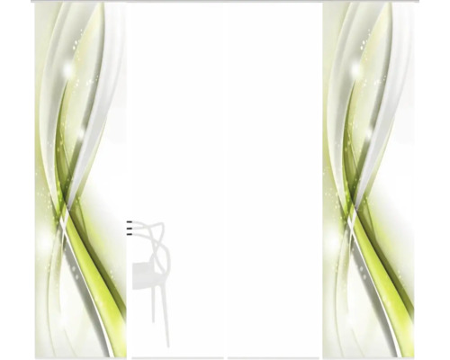 Porte coulissante en trois parties avec motif abstrait