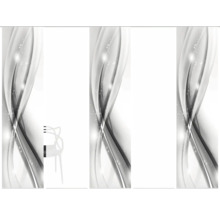 Paroi de douche avec motif abstrait et chaise