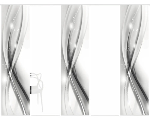 Paroi de douche avec motif abstrait et chaise