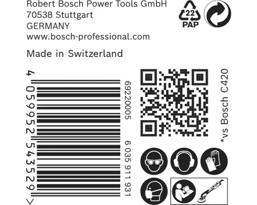 Informations sur Robert Bosch Power Tools GmbH, code-barres, code QR et mesures de protection