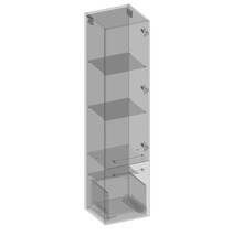 Armoire haute suspendue avec 1 porte et tiroir Devo Vena 2.0 droite lxhxp 35x150x33 cm structure stone grey poignée noire