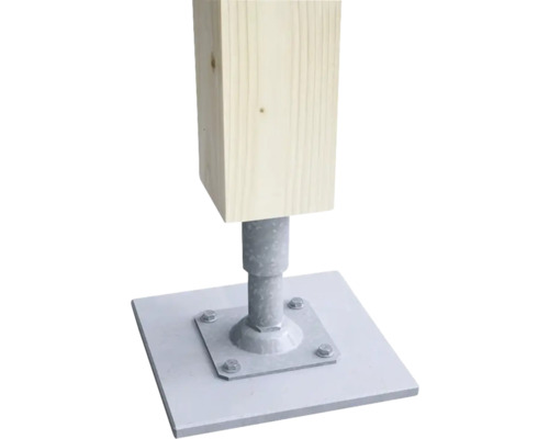 Verstellbarer Pfostenträger mit Holzpfosten