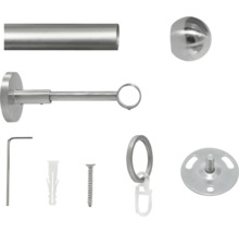 Gardinenstangen Set ausziehbar 2in1 edelstahl-optik 160-280 cm Ø 16/19 mm