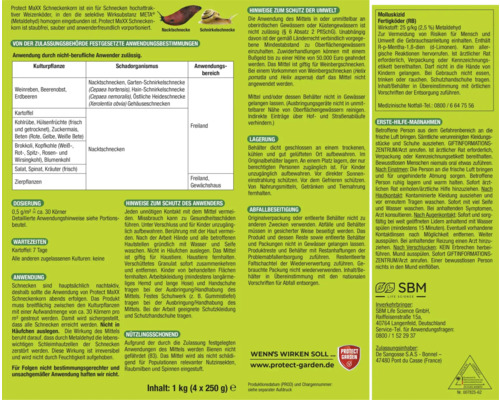 Informations sur Protect MaXX Schneckenkorn, un produit de lutte contre les limaces.