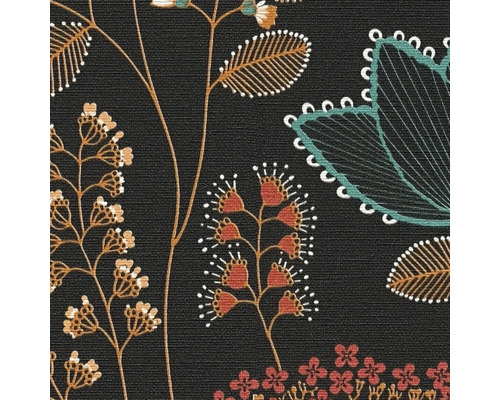 Tapete mit Pflanzenmuster auf dunklem Grund