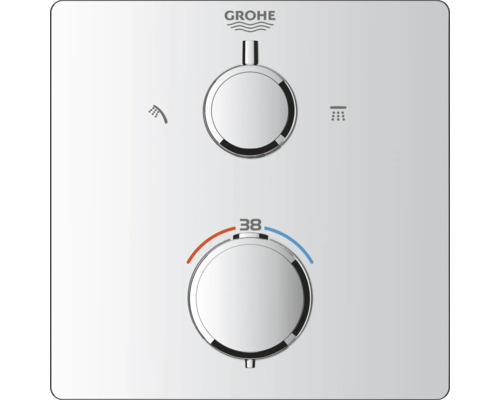 Robinet Grohe avec deux boutons rotatifs pour contrôler la douche et la température de l''eau