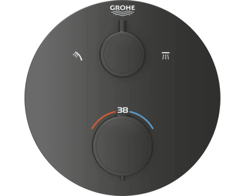 Logo Grohe Robinet de douche avec deux boutons rotatifs pour contrôler le débit et la température de l''eau
