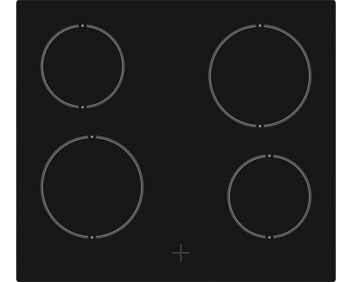 Schwarzes Kochfeld mit vier Kochzonen