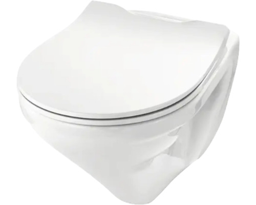 WC suspendu à fond creux avec abattant fermé