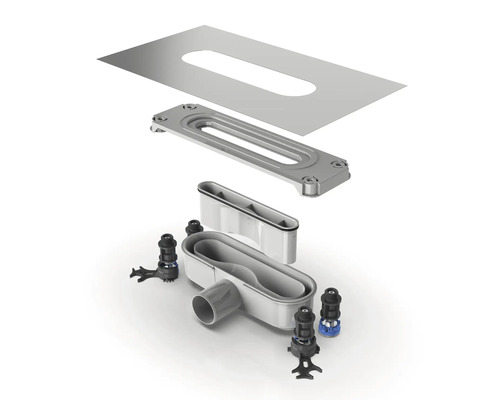 Vue de dessus d''un caniveau de douche carrelable en kit