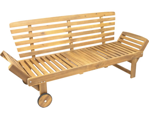 Bain de soleil en bois avec roues pour le jardin