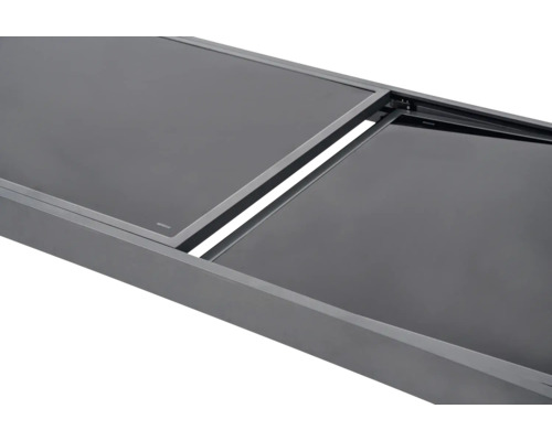 Detailansicht einer Tischplatte mit Glasoberfläche