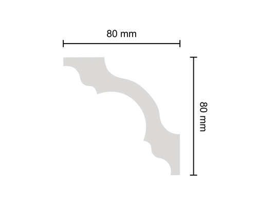 Eckelement mit den Maßen 80 mal 80 Millimeter