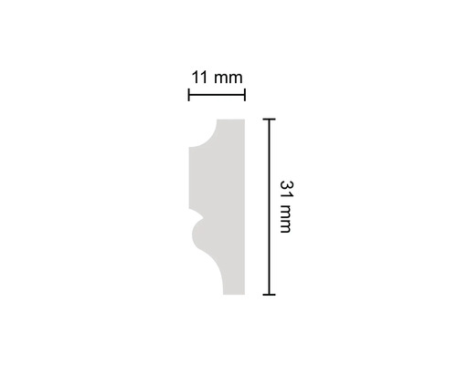Abmessungen einer Zierleiste: 11 Millimeter mal 31 Millimeter