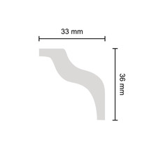Dimensions d''une moulure décorative : 33 mm de large et 36 mm de haut
