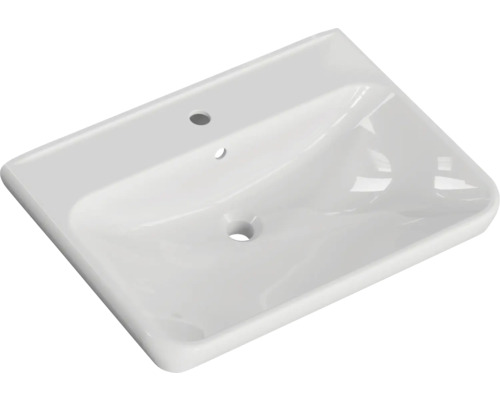 Lavabo en céramique avec trou de robinet et trop-plein