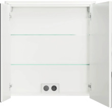 Badmöbel-Set Pelipal Sunline 105 BxHxT 69 x 200 x 48,5 cm Frontfarbe weiß hochglanz mit Keramik-Waschtisch Waschtischunterschrank und Spiegelschrank mit LED-Beleuchtung