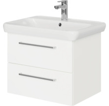 Badmöbel-Set Pelipal Sunline 105 BxHxT 69 x 200 x 48,5 cm Frontfarbe weiß hochglanz mit Keramik-Waschtisch Waschtischunterschrank und Spiegelschrank mit LED-Beleuchtung