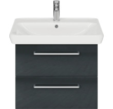 Badmöbel-Set Pelipal Sunline 105 BxHxT 69 x 200 x 48,5 cm Frontfarbe anthrazit mit Keramik-Waschtisch Waschtischunterschrank und Spiegelschrank mit LED-Beleuchtung