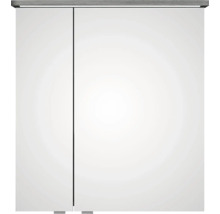 Badmöbel-Set Pelipal Sunline 105 BxHxT 69 x 200 x 48,5 cm Frontfarbe graphit struktur quer mit Keramik-Waschtisch Waschtischunterschrank und Spiegelschrank mit LED-Beleuchtung